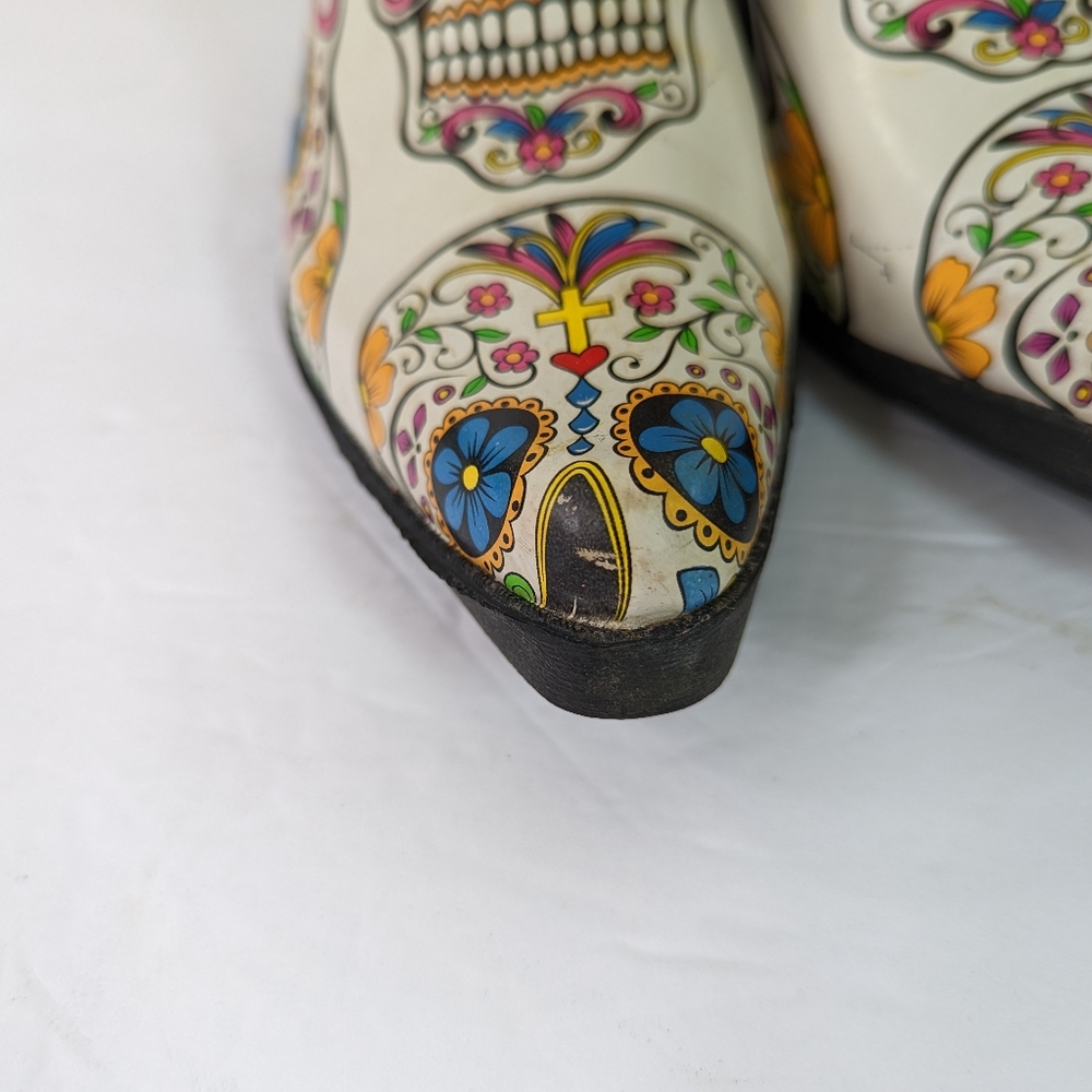 SOLD Rain Boots Sugar Skull Dia de Meurtos 6 Western Boot Style Cowgirl - Picture 6 of 15